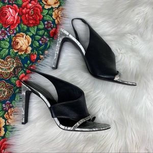 Black Leather Heels Pumps